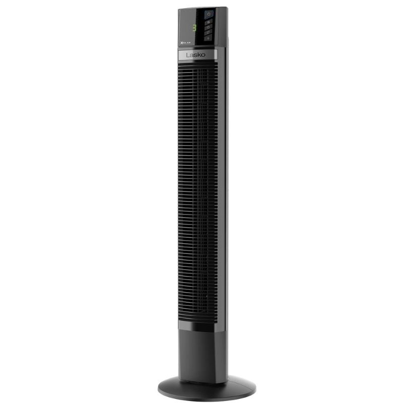 Photo 1 of Lasko Xtra Air 48 in. Oscillating Tower Fan with Nighttime Setting and Remote Control, Black

