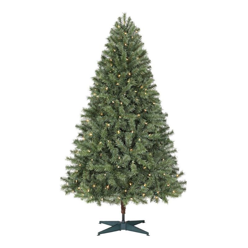 Photo 1 of Home Accents Holiday 6.5 Ft Festive Pine Pre-Lit Artificial Christmas Tree with 250 Color Changing LED Lights