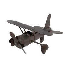 Photo 1 of Brown Iron Stylized Biplane Model