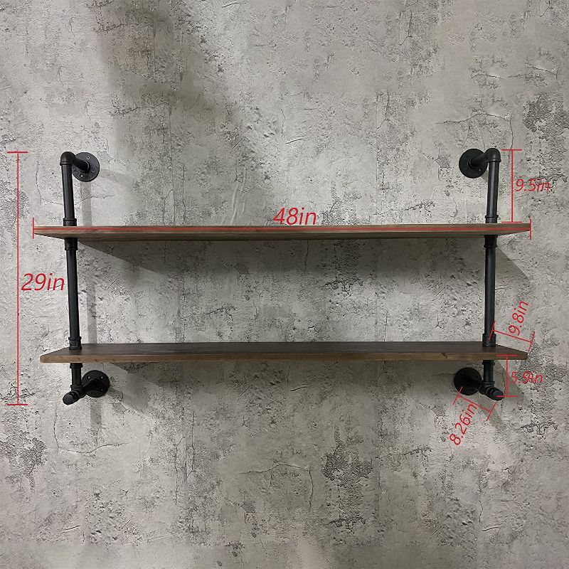 Photo 1 of **SIMILAR TO STOCK PHOTO**
Industrial Pipe Farmhouse Hanging Book Shelves with Wood Plank ,Long Floating Shelves for Wall 48 Inches ,Industrial Pipe Shelving Dark Brown 2 Tier for Kitchen,Living Room and Bar Shelving ROGMARS
