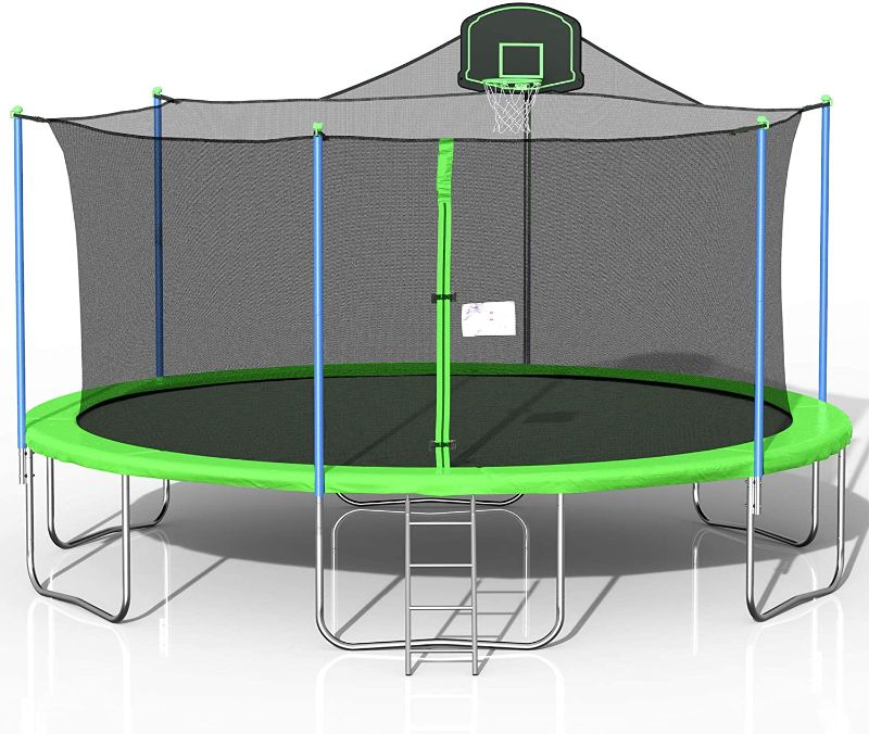 Photo 1 of **BOX 2 OF 3 ONLY** BOX 1 OF 3 AND BOX 3 OF 3 MISSING**
Steelway 16 FT Trampoline with Safety Enclosure Net and Safety Pad, Basketball Hoop and Ladder, Trampoline for Kids…
