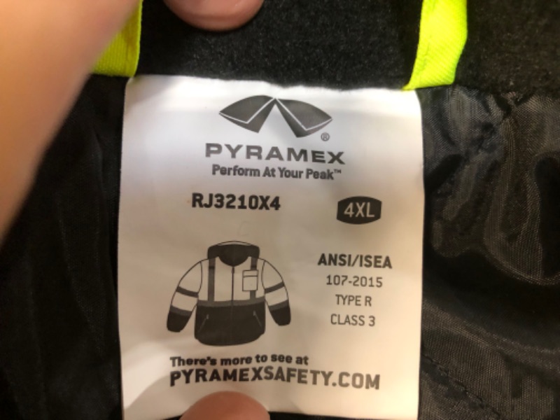 Photo 3 of PYRAMEX RJ3210X4 RJ32 Series Jackets Hi-Vis Lime Bomber Jacket with Quilted Lining- Size 4X Large
