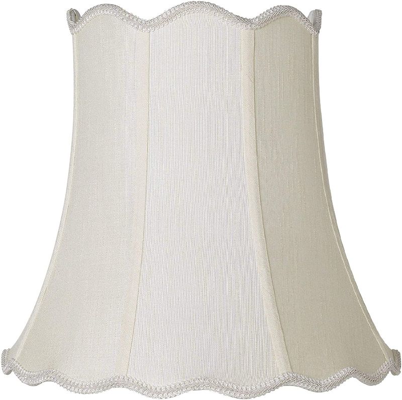 Photo 1 of **SIMILAR TO STOCK PHOTO**
Creme Medium Scallop Bell Lamp Shade 10" Top x 16" Bottom x 15" Slant x 14.75 High (Spider) Replacement with Harp and Finial - Imperial Shade
