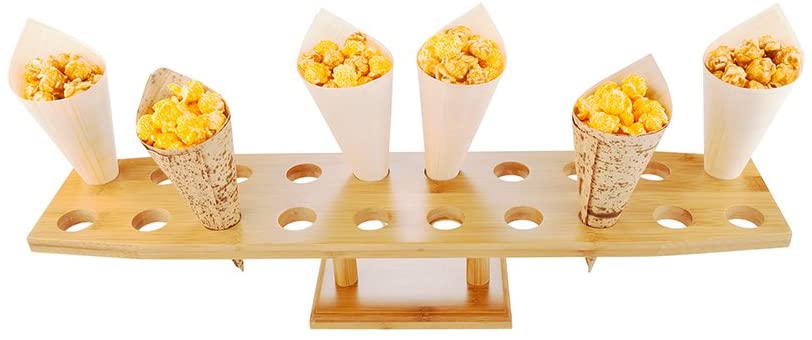 Photo 1 of 22.5-inch Oblong Food Cone and Sushi Hand Roll Display Stand: Perfect for Restaurants, Catered Events, and Buffets - Holds 20 Cones - Made from Organic Bamboo - 1ct Box - Restaurantware
