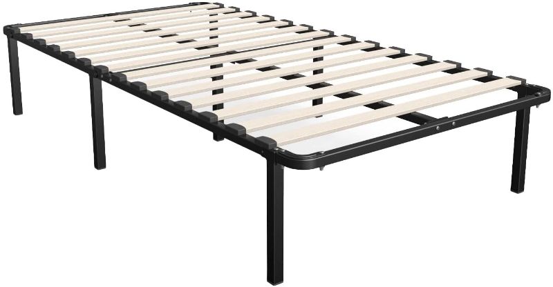 Photo 1 of **ACTUAL FRAME IS DIFFERENT FROM STOCK PHOTO**HARDWARE INCOMPLETE
ZINUS SmartBase Euro Slats Mattress Foundation / 14 Inch Metal Platform Bed Frame / No Box Spring Needed / Sturdy Steel & Wood Frame / Underbed Storage, Twin
