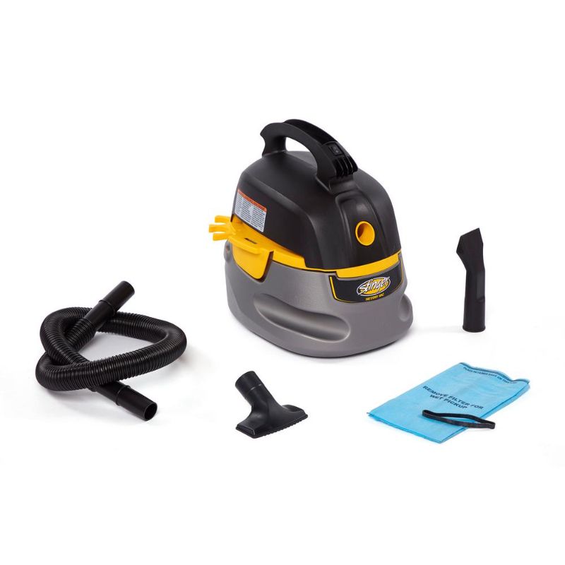 Photo 1 of **HOSE NOT INCLUDED**
Stinger 2.5 Gal. 1.75-Peak HP Compact Wet/Dry Shop Vacuum with Filter Bag, Hose and Accessories, Grays
