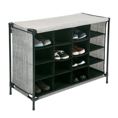 Photo 1 of 16 Compartment Shoe Cubby Organizer W/Cover - Black - 14"x33"x24"
