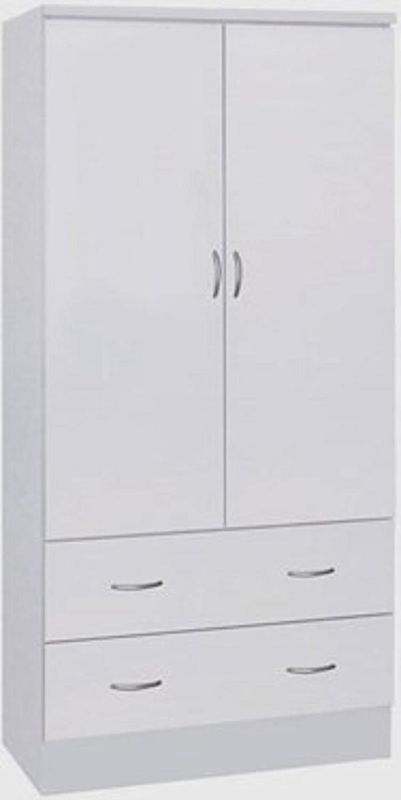 Photo 1 of **SIMILAR TO STOCK PHOTO**INCOMPLETE WARDROBE**
 Two Door Wardrobe, with Two Drawers, and Hanging Rod, White.

