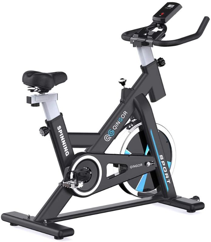 Photo 1 of **MISSING COMPONENTS: PEDALS, MONITOR, AND HARDWARE**
Exercise Bike Stationary Indoor Cycling Bikes - 35 lbs Flywheel Belt Drive Bicycle with LCD Monitor, Comfortable Seat Cushion for Home Cardio Workout Bike Training
