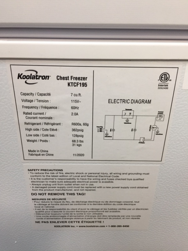 Photo 4 of ***PARTS ONLY***  Magic Chef
7.0 cu. ft. Chest Freezer in White