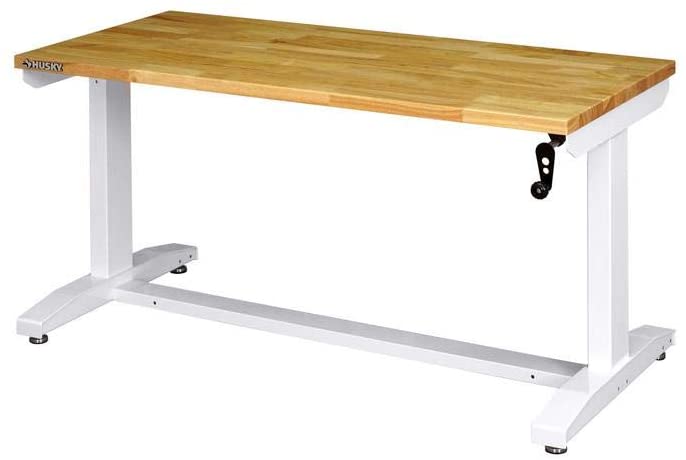 Photo 1 of Husky 62 in. Adjustable Height Work Table in White
