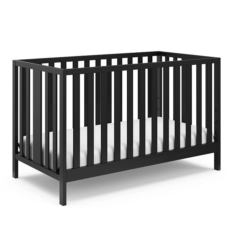 Photo 1 of **INCOMPLETE**
Storkcraft Pacific Convertible Crib, Black Easily Converts to Toddler Bed, Day Bed or Full Bed, 3 Position Adjustable Height Mattress
