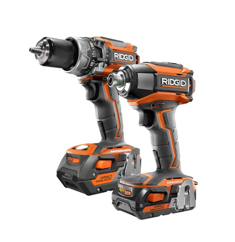 Photo 1 of 18-Volt Lithium-Ion Cordless Brushless Drill/Driver and Impact Driver Combo Kit w/(2) 1.5 Ah Batteries, Charger, and Bag
