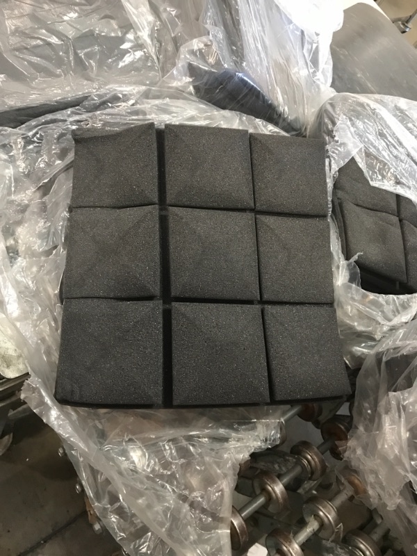 Photo 2 of **INCOMPLETE**Acoustic Foam Panels,SoundProof Padding Foam Panels,2" X 12" X 12" Studio Foam Pyramid Tiles Sound Absorbing Dampening Foam Treatment Wall Panels (48Pack, Black)**MISSING 10 PANELS**
