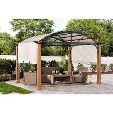 Photo 1 of 10 ft. x 12 ft. Longford Wood Outdoor Patio Pergola with Sling Canopy
