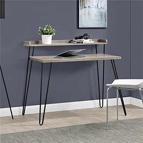 Photo 1 of Ameriwood Home Haven Retro Computer Desk with Riser, Distressed Gray Oak (9881096COM)
