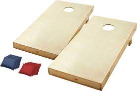 Photo 1 of 4'x2' Regulation Size Wooden Cornhole Boards Set ( Black and Red Bean Bags)