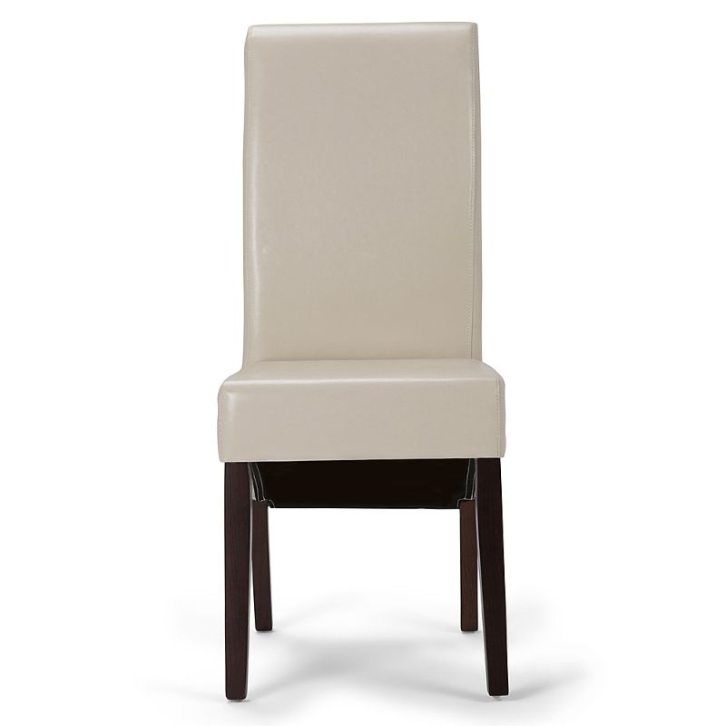 Photo 1 of Avalon Transitional Deluxe Parson Dining Chair in Satin Cream Faux Leather (Set of 2)
