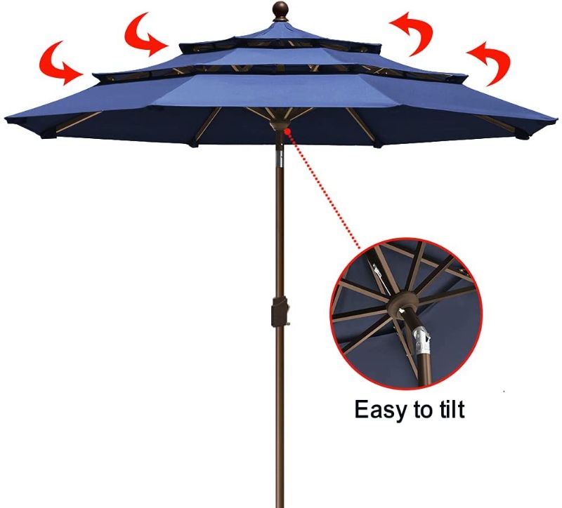 Photo 1 of 9Ft 3 Tiers Market Umbrella Patio Umbrella Outdoor