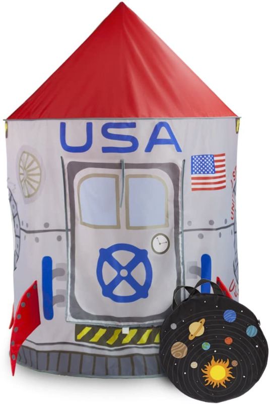 Photo 1 of Imagination Generation Space Adventure Roarin' Rocket Play Tent with Milky Way Storage Bag - Indoor/Outdoor Children's Astronaut Spaceship Playhouse, Great for Ball Pit Balls and Pretend Play
