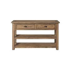 Photo 1 of 50 in. Natural Standard Rectangle Wood Console Table with Drawers
