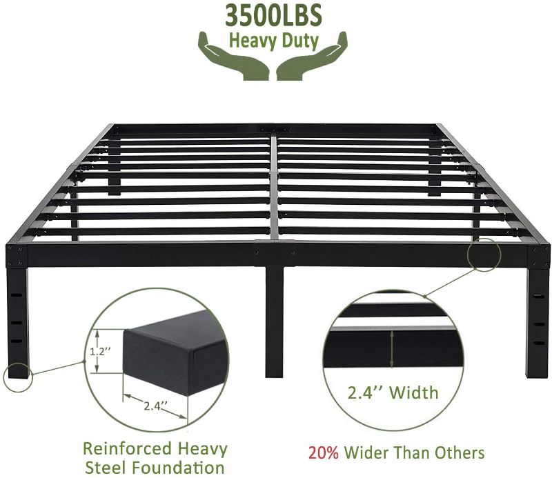 Photo 1 of 45MinST 18 Inch Maximum Storage Bed Frame/Reinforced Platform /3500lbs Heavy Duty/Easy Assembly/ Mattress Foundation/Steel Slat/Noise Free, King