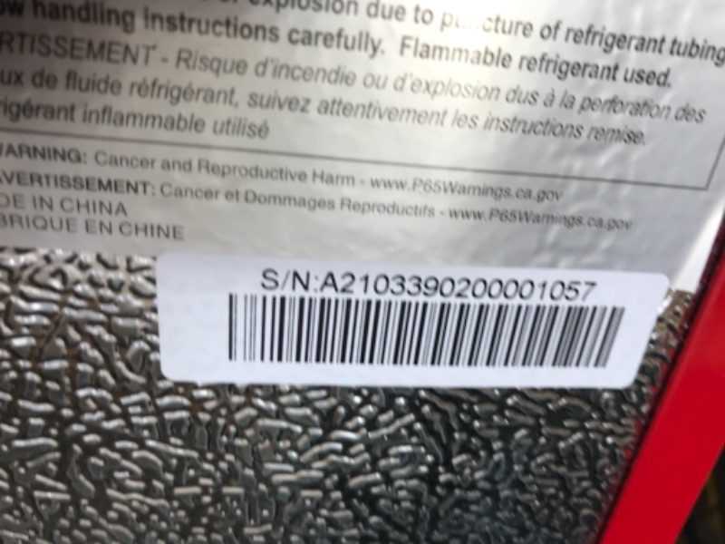 Photo 7 of PARTS ONLY NOT FUNCTIONAL DID NOT GET COLD 
Frigidaire 3.2 Cu. Ft. Retro Compact Refrigerator with Side Bottle Opener EFR376, Red