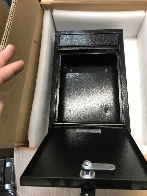 Photo 1 of DuraBox Wall Mount Locking Drop Box Steel Mailbox for Rent Payments, Mail, Keys, Cash, Checks W500 (Black)