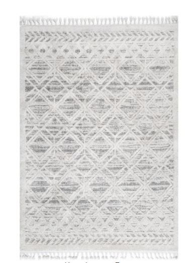 Photo 1 of Ansley Textured Lattice Tassel Beige 4 ft. x 6 ft. Area Rug
