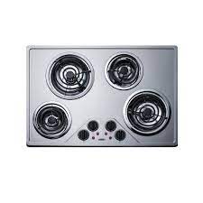 Photo 1 of 29.38 in. Coil Top Electric Cooktop in Stainless Steel with 4 Elements
