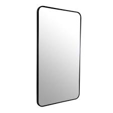 Photo 1 of 22 in. W x 40 in. H Stainless Steel Framed Radius Corner Bathroom Vanity Mirror in Black
