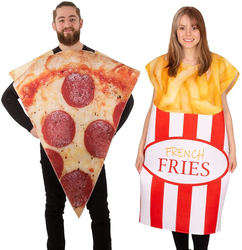 Photo 1 of Tigerdoe Pizza and French Fries Couple Costume- Halloween Funny Food Costume- Novelty Costumes- 2 Pc Set
