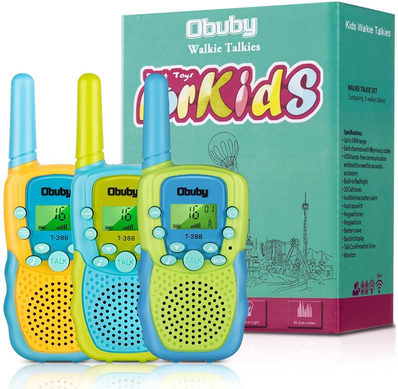 Photo 1 of Obuby Toys for 3-12 Year Old Boys? Walkie Talkies for Kids 22 Channels 2 Way Radio Gifts Toys with Backlit LCD Flashlight 3 KMs Range Gift Toys for Age 3 up Boy and Girls to Outside , Hiking, Camping
