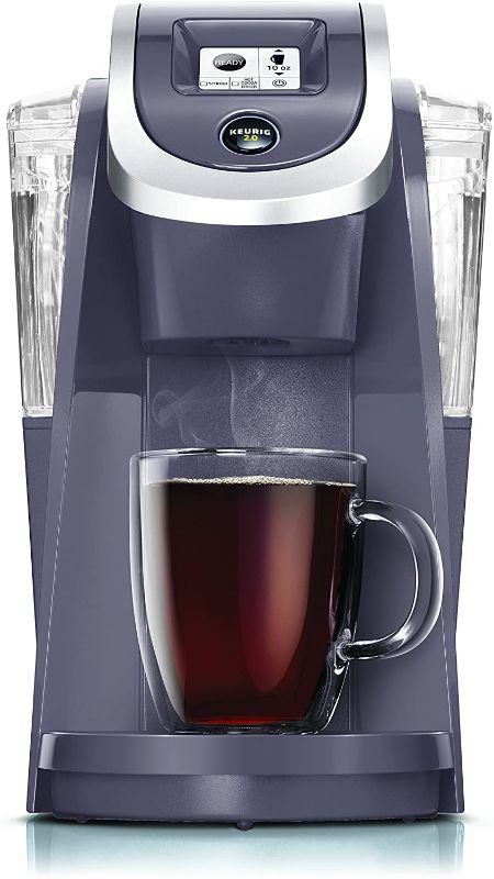 Photo 1 of Keurig K250 Coffee Maker, Single Serve K-Cup Pod Coffee Brewer, With Strength Control, Plum Grey

//MINOR DAMAGE TO WATER HOLDER, DIRTY FROM PREVIOUS USE 
