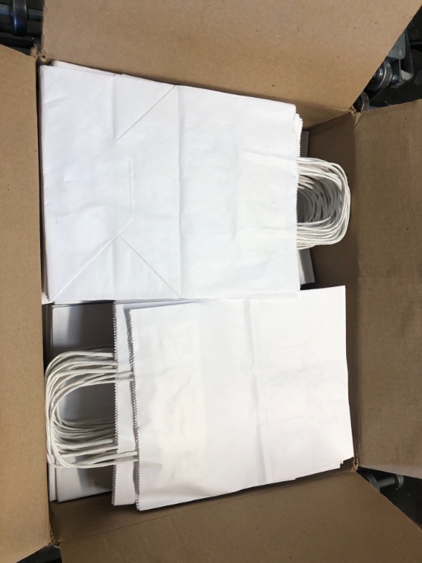 Photo 2 of Kraft White Paper Gift Bag, (10x8x4.75) 100CT