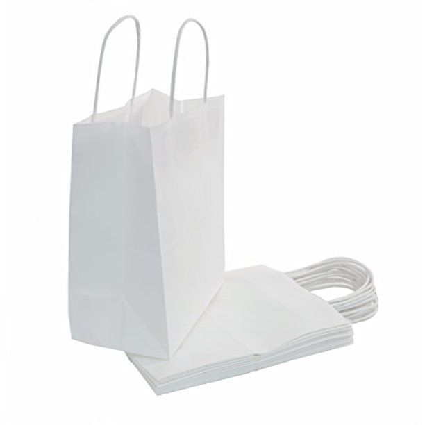 Photo 1 of Kraft White Paper Gift Bag, (10x8x4.75) 100CT