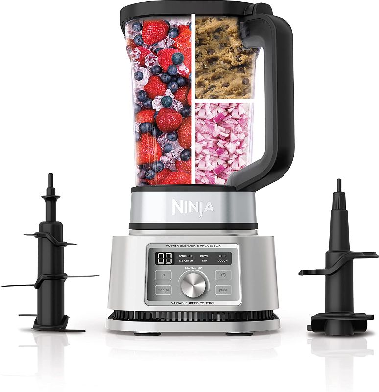 Photo 1 of Ninja Foodi SS201 Power Blender & Processor. 3-in-1 Crushing Blender, Dough Mixer, and Food Processor 1400WP smartTORQUE 6 Auto-iQ Presets

//TESTED AND TURNS ON BUT DOES NOT FUNCTION
