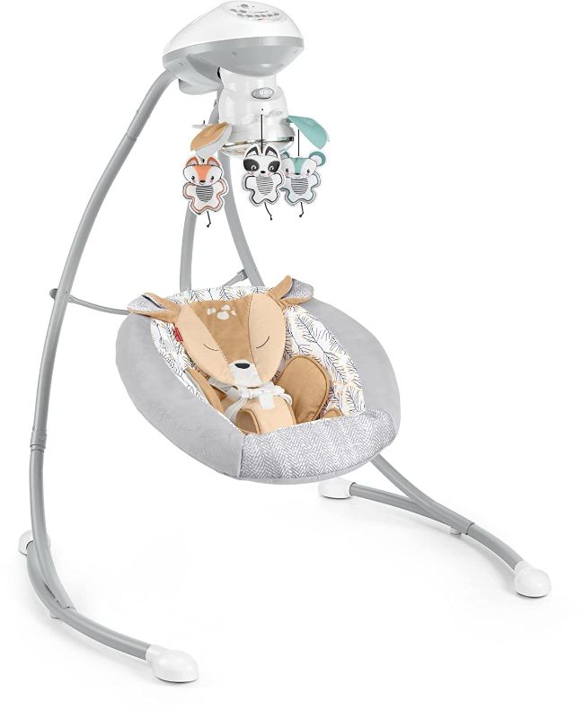 Photo 1 of Fisher-Price Fawn Meadows Swing, Dual Motion Baby Swing with Music, Sounds, and Motorized Mobile
