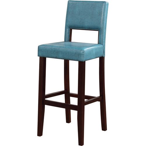 Photo 1 of 14054BLU01U Vega Collection Bar Height Stool with Solid Wood Frame and PU Leather Upholstery in Aegan Blue