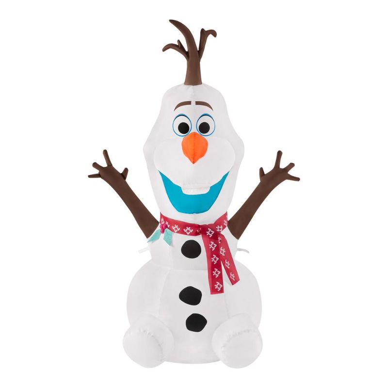 Photo 1 of 4 Ft Pre-Lit LED Disney Airblown Olaf with Red Scarf Christmas Inflatable
