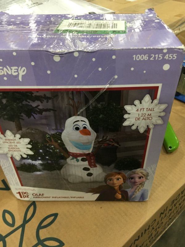 Photo 2 of 4 Ft Pre-Lit LED Disney Airblown Olaf with Red Scarf Christmas Inflatable