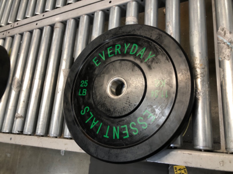 Photo 1 of  25lb BalanceFrom Everyday Essentials Color Coded Olympic Bumper Plate Weight Plate w Steel Hub, Multiple
