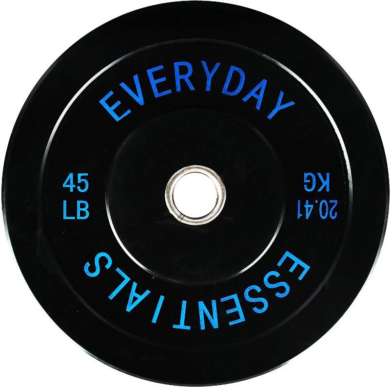 Photo 1 of  45lb BalanceFrom Everyday Essentials Color Coded Olympic Bumper Plate Weight Plate w Steel Hub, Multiple
