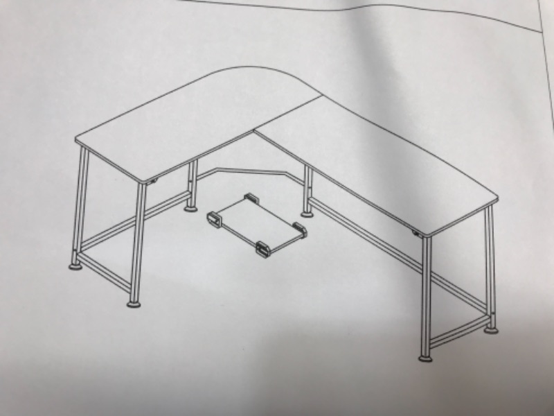 Photo 1 of L SHAPED COMPUTER DESK WITH WHITE LEGS AND NATURAL OAK TOP