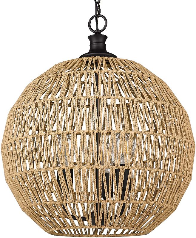 Photo 1 of Golden Lighting 6933-3P BLK-NR Florence 3 Light Pendant, Black
