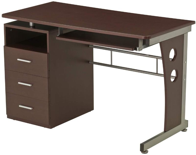 Photo 1 of Techni Mobili Computer Desk with Ample Storage, Chocolate, 30" x 22.75" x 47.25", Chocolat
