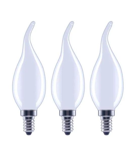 Photo 1 of EcoSmart
60-Watt Equivalent B11 Dimmable Flame Bent Tip Frosted Glass Filament LED Vintage Edison Light Bulb Bright White(3-Pack)