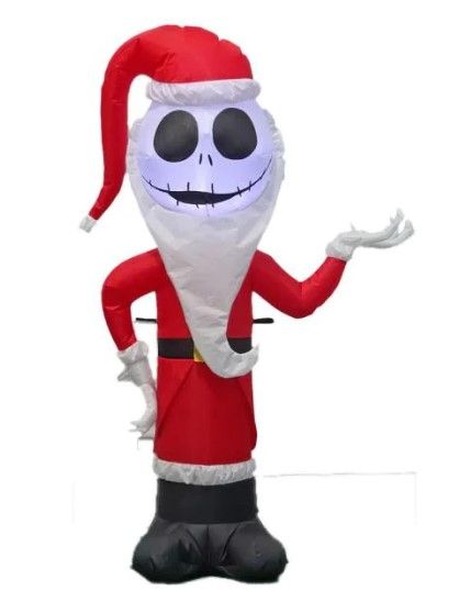 Photo 1 of 4 ft Pre-Lit LED Airblown Disney Jack Skellington as Santa Christmas Inflatable