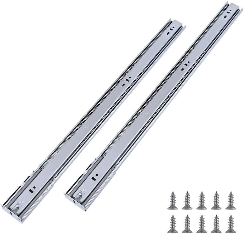 Photo 1 of 5 Pairs 24 inch Soft Close 3 Folds Full Extension Under Mount Drawer Slides, Ball Bearing Side Mount Drawer Slides with Mounting Brackets for Frame Cabinet; Zinc Plated-Cold Rolled Steel
