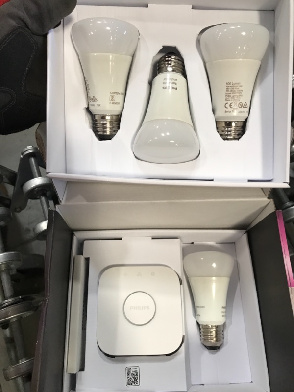 Photo 2 of Philips Hue
White and Color Ambiance A19 75W Equivalent Dimmable LED Smart Light Bulb Starter Kit (4 Bulbs and Bridge)